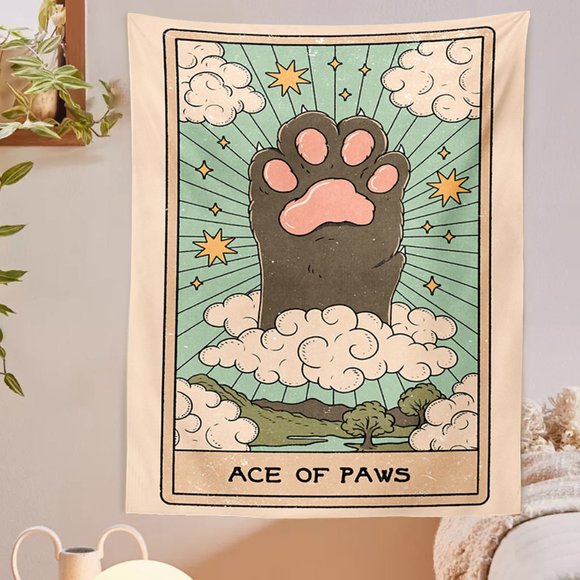 Tarot Cat Paw Tapestry Wall Hanging - Picture 1 of 1